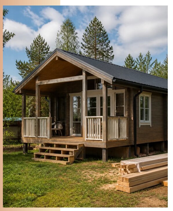 Изготовление и установка дачных домиков с верандой в Ревде