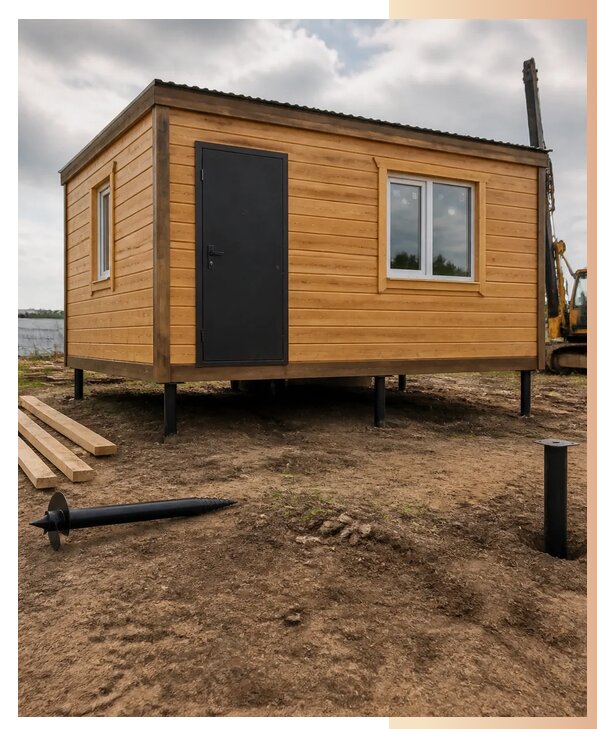 Установка бытовки на сваи в Ревде по цене от 15869 р. | БытовкаПрофи-Рвд